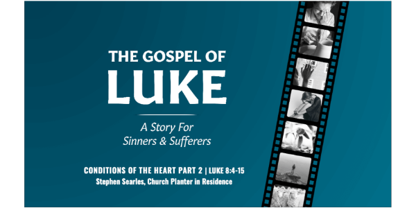 The Gospel of Luke Sermon Series: A Story for Sinners and Sufferers square image with photos depicting stories from the Gospel of Luke