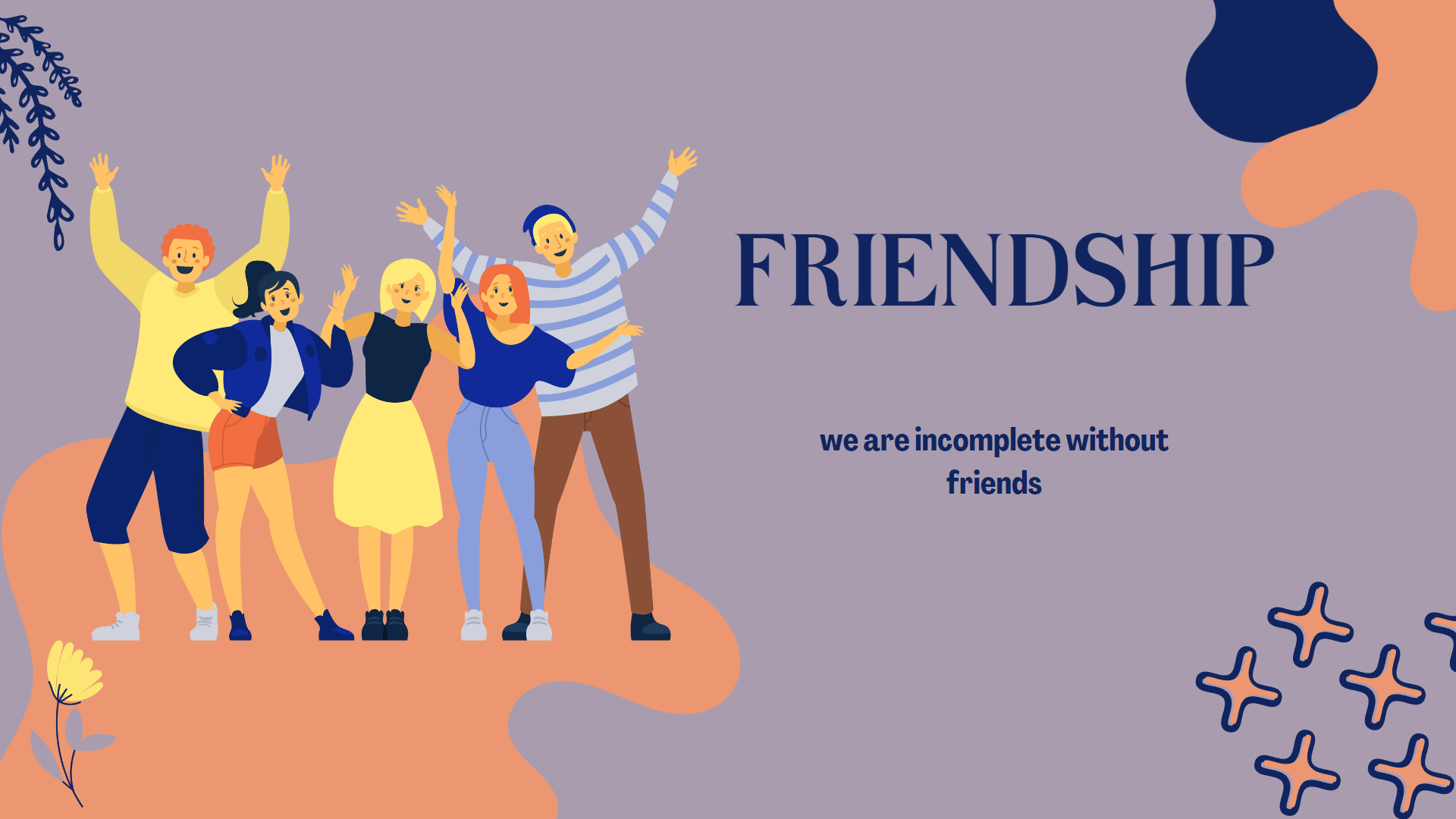Friendship blog title slide with people celebrating
